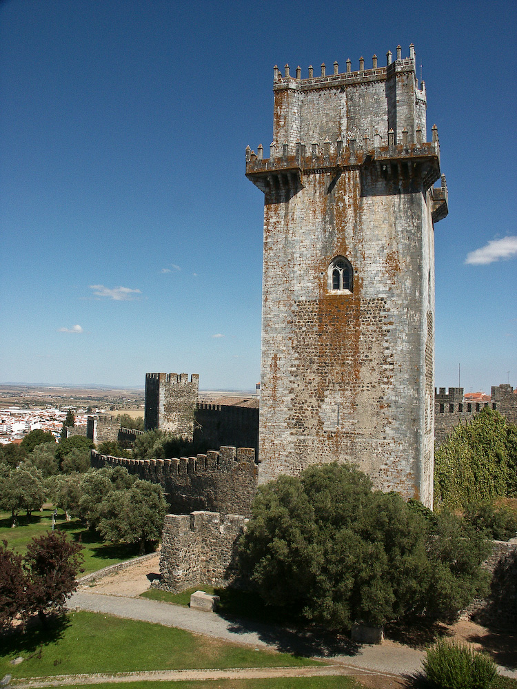 Vista da torre de menagem do castelo de Beja, quando todos os varandins ainda estavam no sítio.
