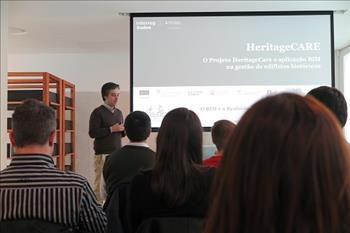 Miguel Azenha apresenta o Projeto HeritageCare e aplicação BIM na gestão de edifícios históricos.